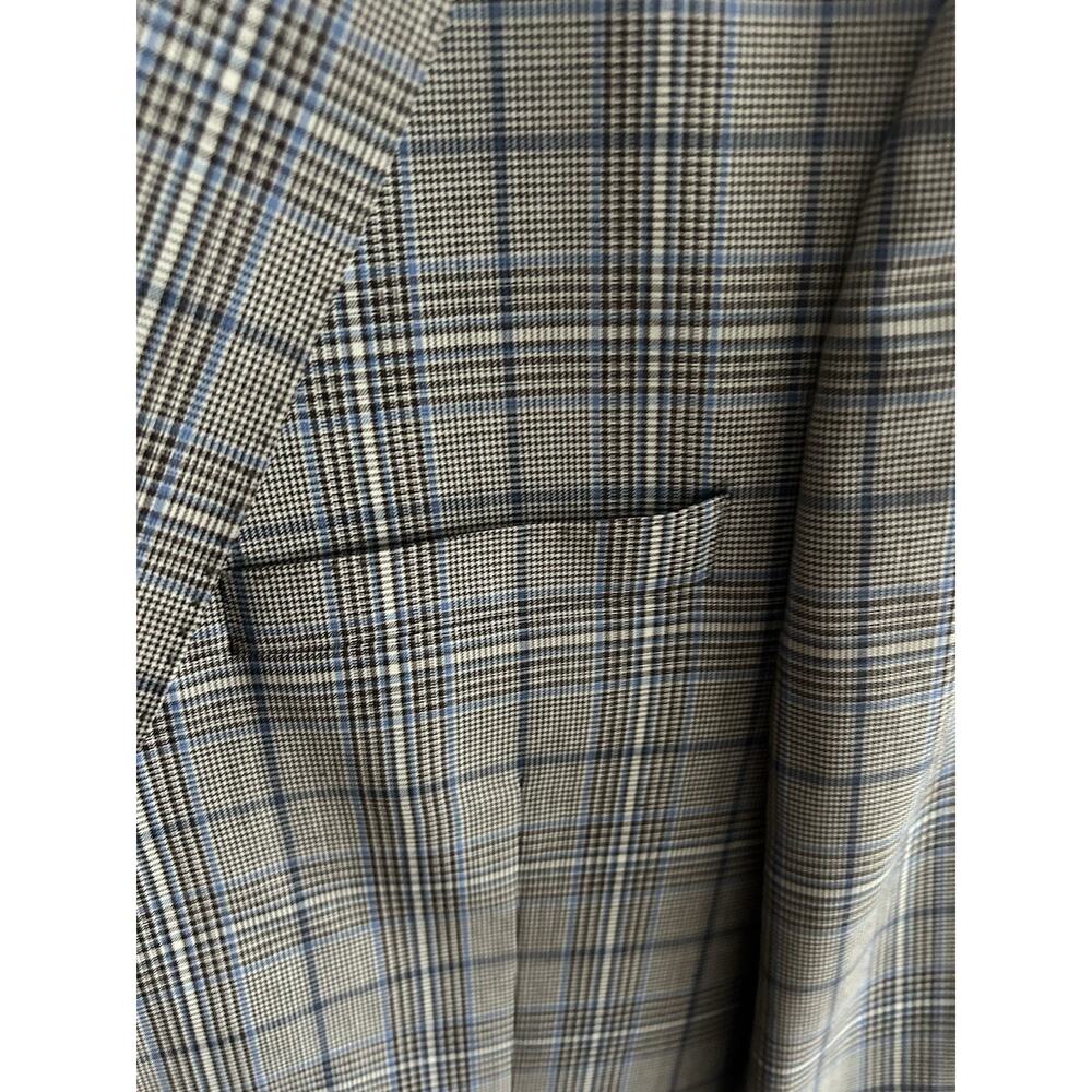 REDA Italy Mens 40 Blazer Sport Coat Brown Blue Plaid Wool Preppy - Picture 7 of 16